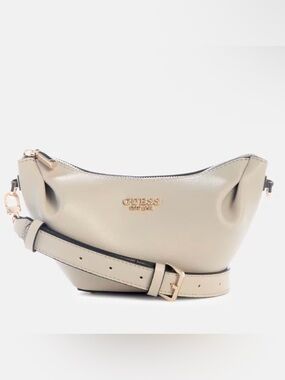Guess Amorette Shoulder Bag. Light Taupe/Gold.